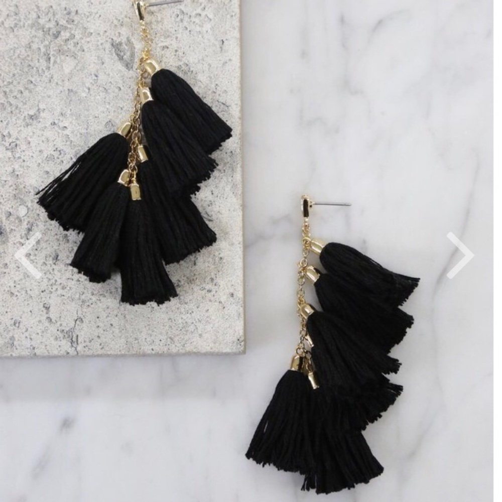 Black tassel earrings-new!